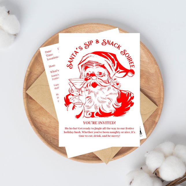 Santa's Sip & Snack Soiree-julen Party Inbjudningar (Skapare uppladdad)