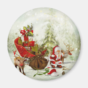 Santas skogsmarkstopp - ren & Sleighmagnet Magnet