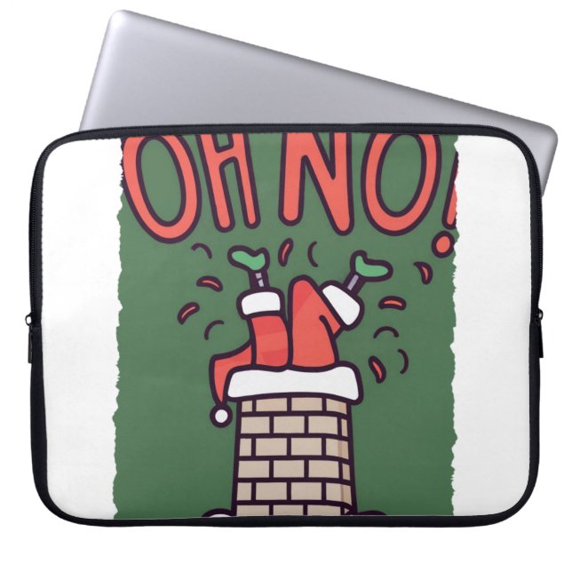 Santa's Skorsten Mishap: A Playful Julgran O Laptop Fodral (Framsidan)