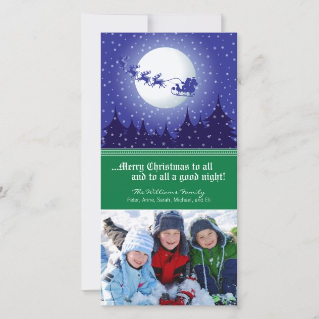 Santa's Sleigh Anpassningsbar Helgdag Photocard (g Julkort (Framsida)