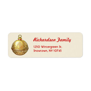 Santa's Sleigh Bell Returetiketters Returadress Etikett