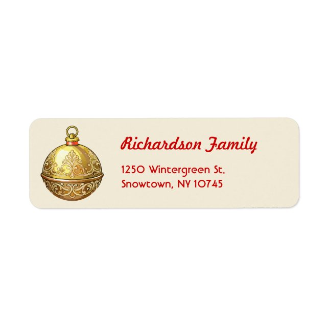 Santa's Sleigh Bell Returetiketters Returadress Etikett (Framsidan)