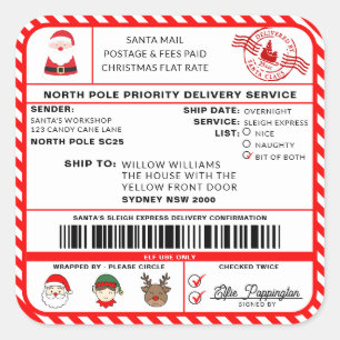 Santas Sleigh-etikett - etikett
