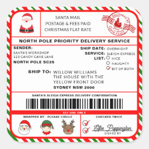 Santas Sleigh-etikett - etikett