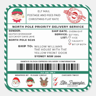 Santas Sleigh-etikett - etikett