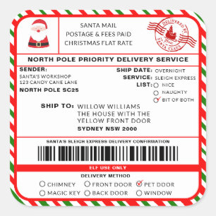 Santas Sleigh-etikett - etikett