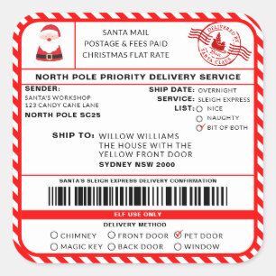 Santas Sleigh-etikett - etikett