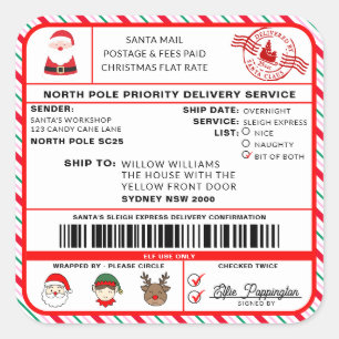 Santas Sleigh-etikett - etikett