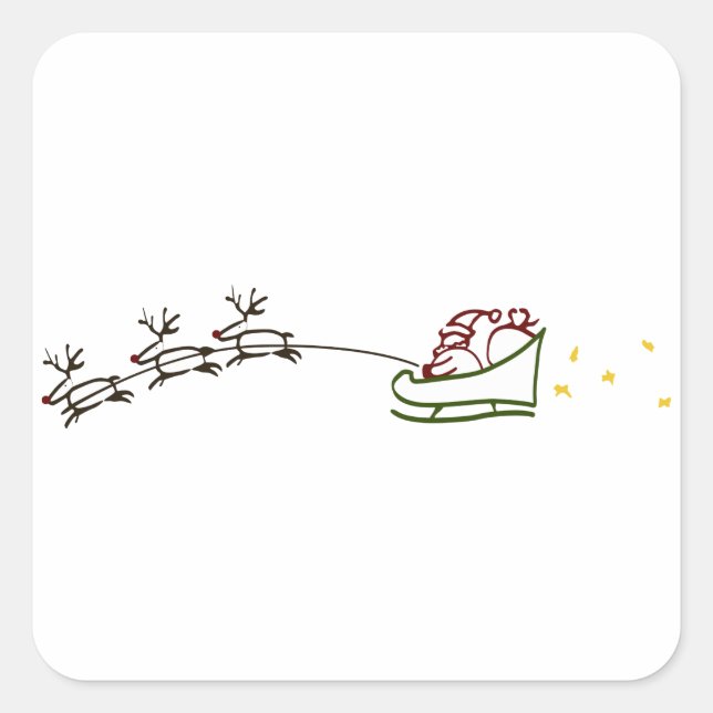 Santas Sleigh Fyrkantigt Klistermärke (Framsida)