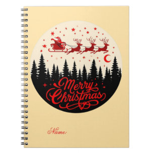 Santa's Sleigh God jul Forest Scene Art" Anteckningsbok
