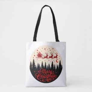 Santa's Sleigh God jul Forest Scene Art" Tygkasse