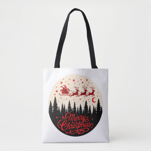 Santa's Sleigh God jul Forest Scene Art" Tygkasse (Framsida)