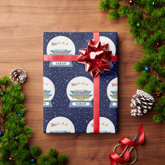 Santa's Sleigh i Korea Snö Globe (Personlig) Presentpapper (Julgåva)