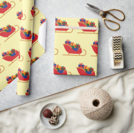 Santa's Sleigh med julklapp Gult Sömlös Presentpapper