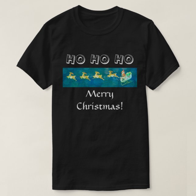Santa's Sleigh på Black T-shirt (Design framsida)