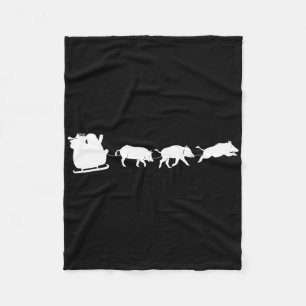 Santas Sleigh Pulled by Vild Hog - Boar Hog Huntin Fleecefilt