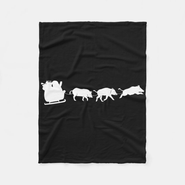 Santas Sleigh Pulled by Vild Hog - Boar Hog Huntin Fleecefilt (Framsidan)