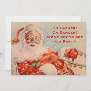 Santas Sleigh Ride Anpassningsbar Party-inbjudan Inbjudningar
