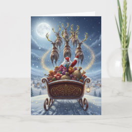 Santa's Sleigh Ride - Christmas Greeting Card Helgkort