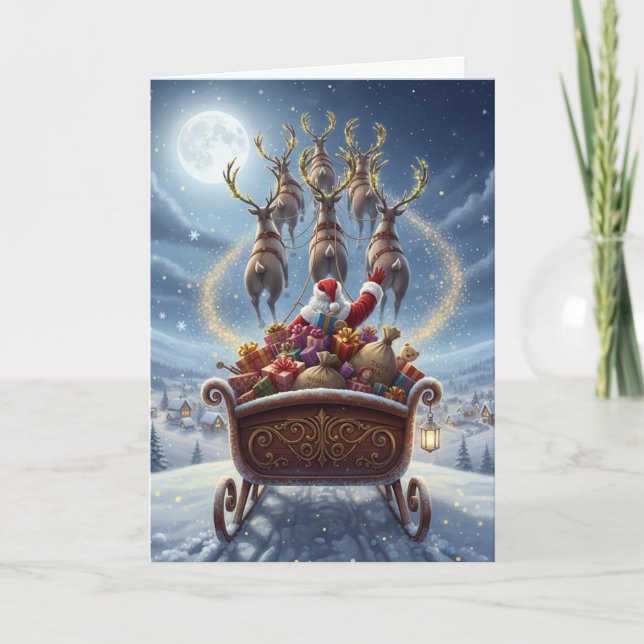 Santa's Sleigh Ride - Christmas Greeting Card Helgkort (Framsida)