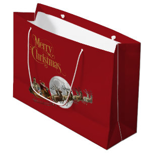 Santa's Sleigh Ride Large Gift Bag