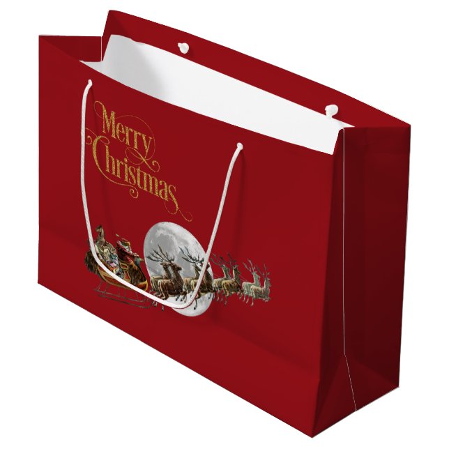 Santa's Sleigh Ride Large Gift Bag (Framsidan Vinklad)