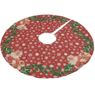 Santas Sleigh Ride med Snöflingor Julgransmatta Borstad Polyester