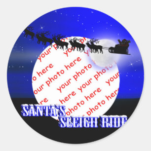 Santa's Sleigh Ride Photo Ram Runt Klistermärke