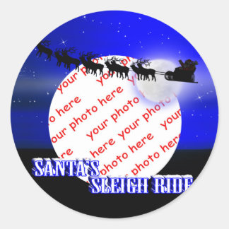 Santa's Sleigh Ride Photo Ram Runt Klistermärke