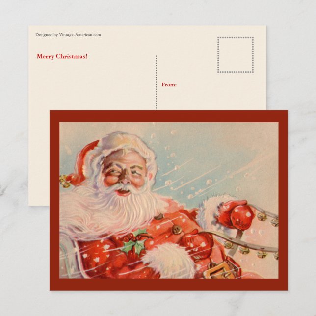 Santas Sleigh Ride Postcard Helg Vykort (Fram/baksida)