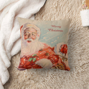 Santas Sleigh Ride Vintage jul Pillow Kudde