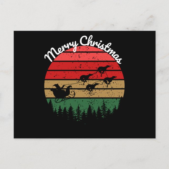 Santas Sleigh som dragits upp av greyhounds Vykort (Framsida)