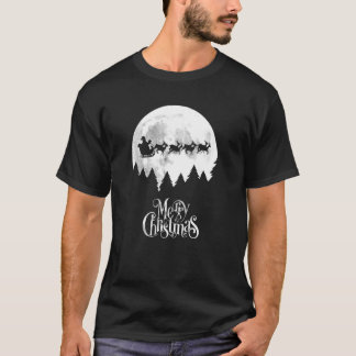 Santas Sleigh som flyger i Måne Light T Shirt