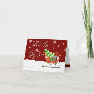 Santa's Sleigh-stjärna snowflake God jul Card Helgkort