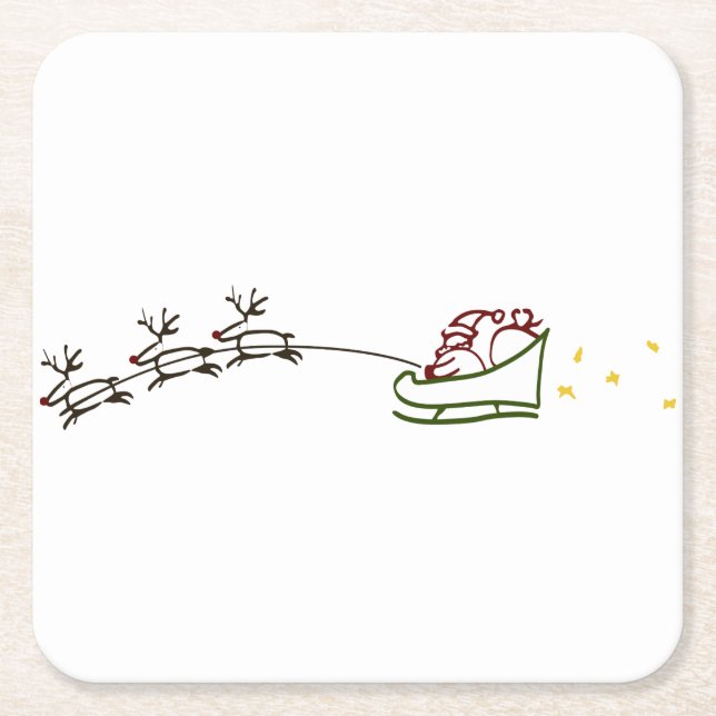 Santas Sleigh Underlägg Papper Kvadrat (Framsidan)