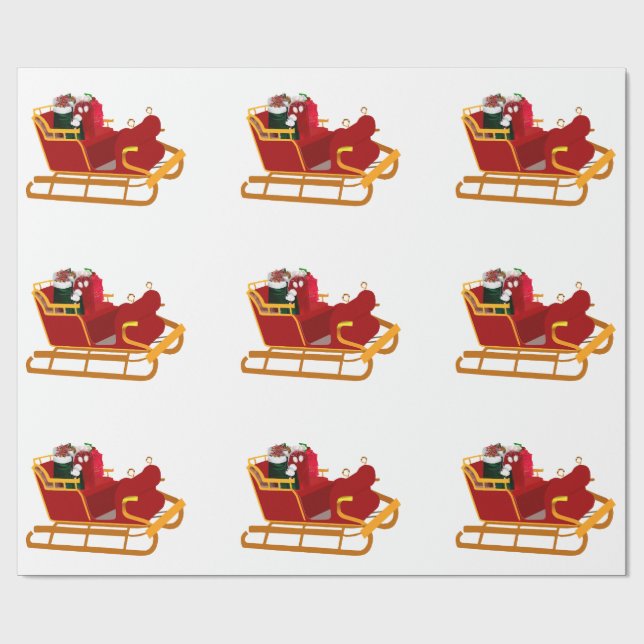 Santa's Sleigh Wrapping Papper Presentpapper (Platt)