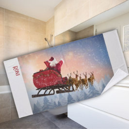 Santa's Slide Anpassningsbar Jul Bath Towel