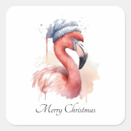 Santa's Snowbird Flamingo, anpassningsbar Fyrkantigt Klistermärke