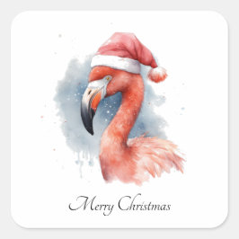 Santa's Snowbird Flamingo, anpassningsbar Fyrkantigt Klistermärke