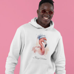 Santa's Snowbird Flamingo, anpassningsbar Hoodie
