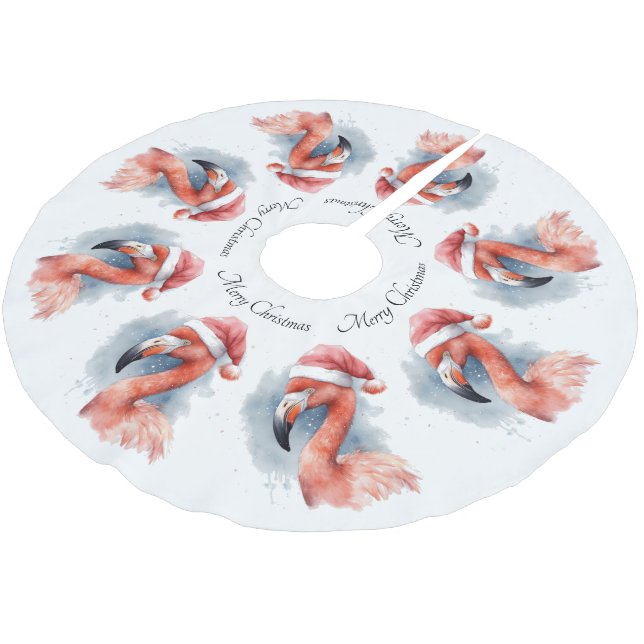 Santa's Snowbird Flamingo, anpassningsbar Julgransmatta Borstad Polyester (Vinklad)