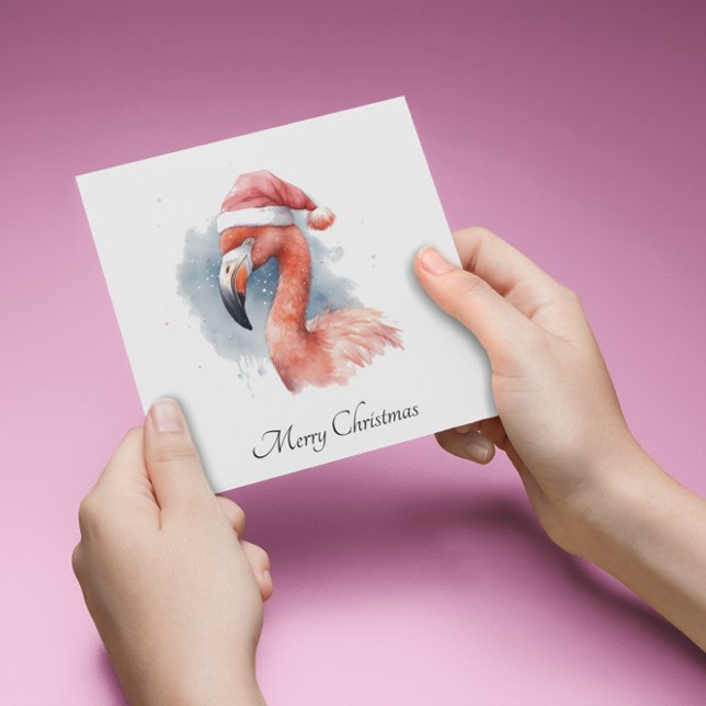 Santa's Snowbird Flamingo, anpassningsbar Julkort (Skapare uppladdad)