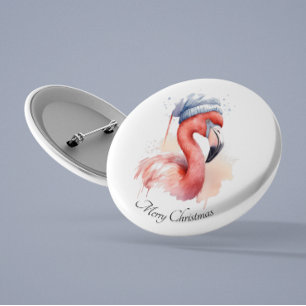 Santa's Snowbird Flamingo, anpassningsbar Knapp