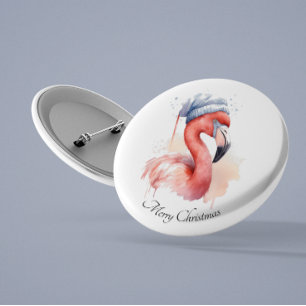 Santa's Snowbird Flamingo, anpassningsbar Knapp