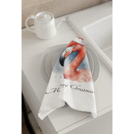 Santa's Snowbird Flamingo, anpassningsbar Kökshandduk