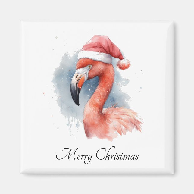 Santa's Snowbird Flamingo, anpassningsbar Magnet (Framsidan)