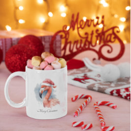Santa's Snowbird Flamingo, anpassningsbar Mugg