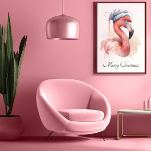 Santa's Snowbird Flamingo, anpassningsbar Poster