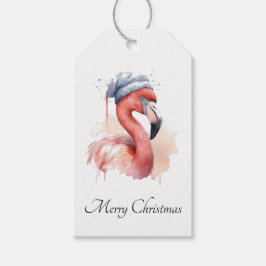 Santa's Snowbird Flamingo, anpassningsbar Presentetikett