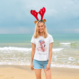 Santa's Snowbird Flamingo, anpassningsbar T Shirt